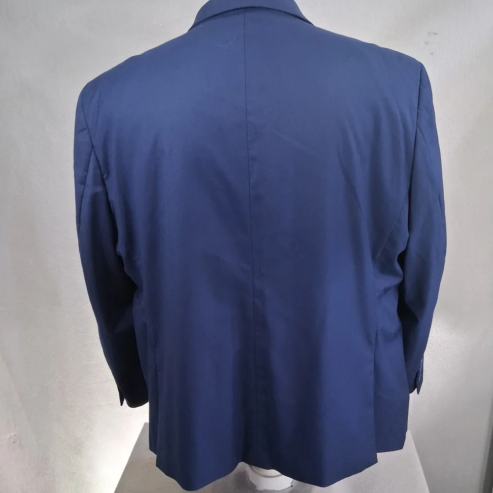 Joseph Abboud Sport Coat 56R Solid Blue Stretch Two Button Blazer Double Vent
